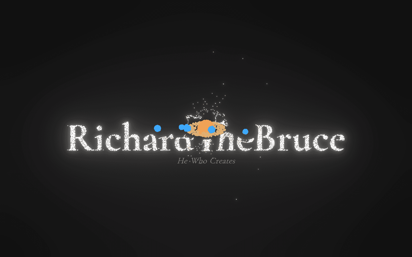 Glowing RichardTheBruce particle text with an orbiting Saturn model from the physics lab portfolio