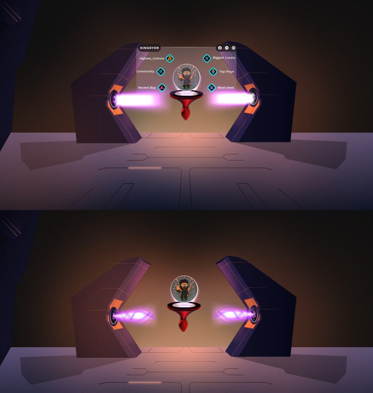 Cinematic 3D portal environment art rendered for the Memetropolis interface